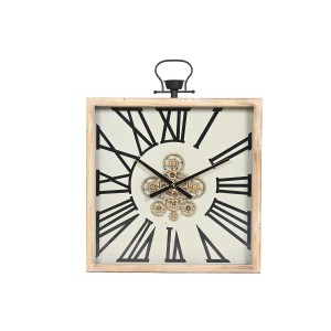 Horloge Murale Home ESPRIT Blanc Naturel Métal Bois de pin 60 x 8,5 x 73 cm