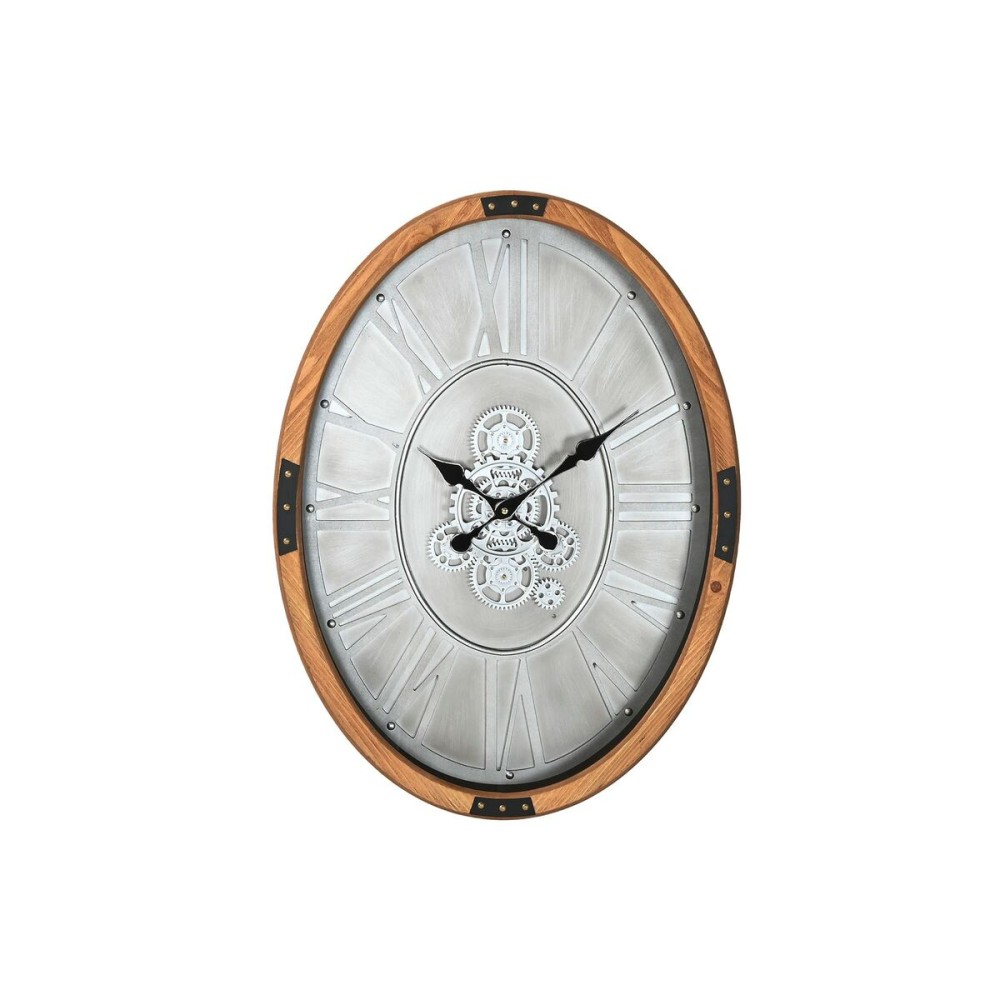 Wanduhr Home ESPRIT Silberfarben natürlich Metall Kristall Kiefernholz 50 x 8 x 68 cm