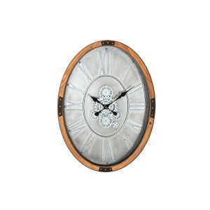 Wanduhr Home ESPRIT Silberfarben natürlich Metall Kristall Kiefernholz 50 x 8 x 68 cm