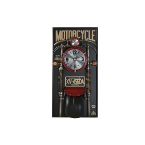Wanduhr Home ESPRIT Schwarz Rot Gold PVC Metall Motorrad Vintage 60 x 18 x 120 cm
