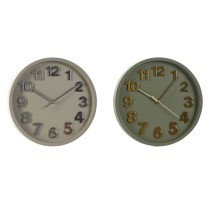 Horloge Murale Home ESPRIT Vert Gris PVC Urbaine 30 x 4 x 30 cm (2 Unités)