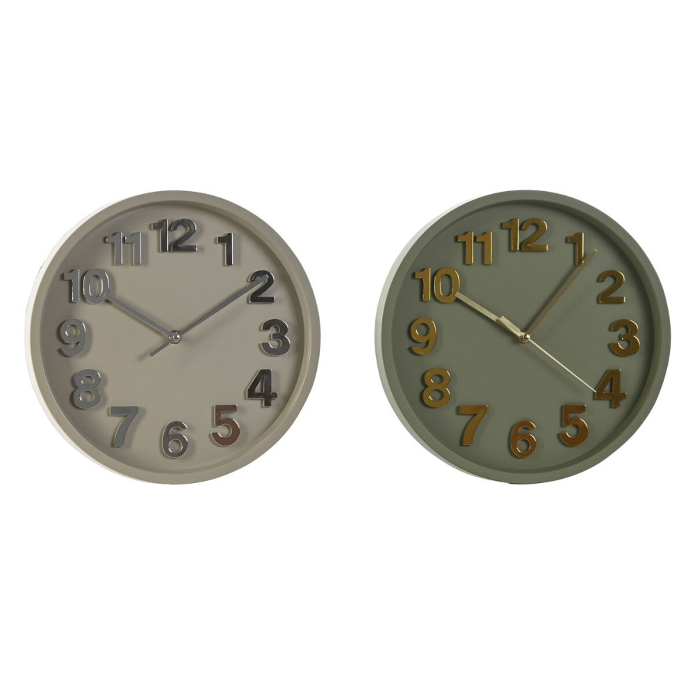 Wanduhr Home ESPRIT grün Grau PVC Urban 30 x 4 x 30 cm (2 Stück)