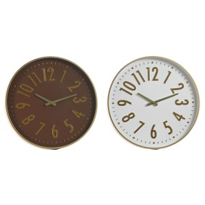 Wanduhr Home ESPRIT Weiß Braun Gold PVC 45 x 4 x 45 cm (2 Stück)