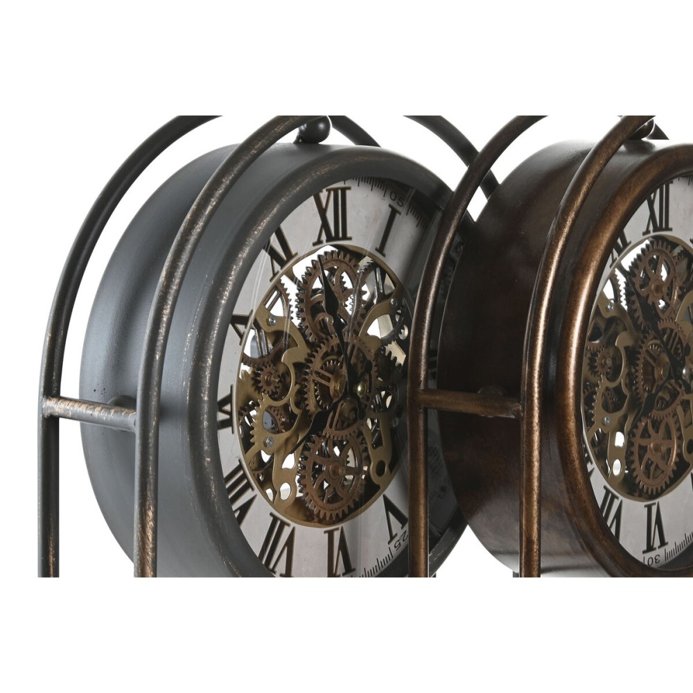 Horloge de table Home ESPRIT Noir Doré Vintage (2 Unités)