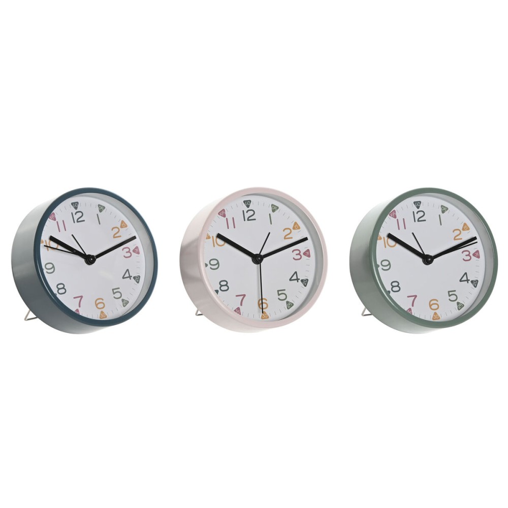 Horloge de table Home ESPRIT Bleu Rose Turquoise (3 Unités)