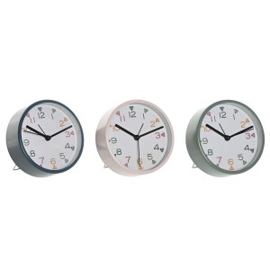 Horloge de table Home ESPRIT Bleu Rose Turquoise (3 Unités)