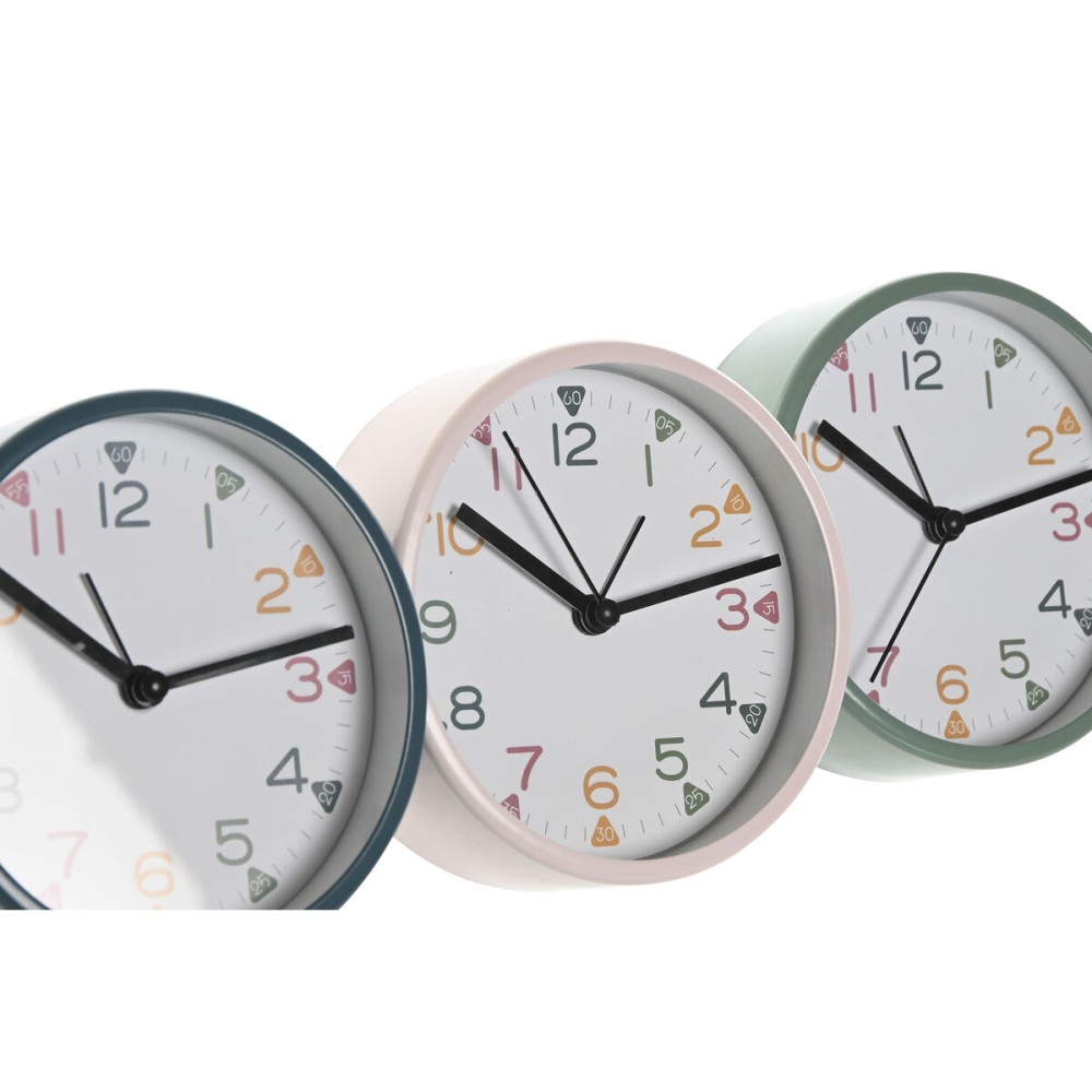 Horloge de table Home ESPRIT Bleu Rose Turquoise (3 Unités)