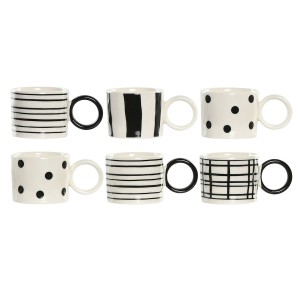 Satz von Kaffeetassen Home ESPRIT Weiß Schwarz Porzellan 90 ml