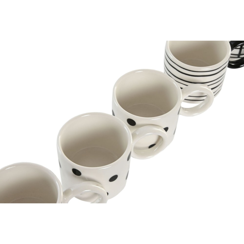 Satz von Kaffeetassen Home ESPRIT Weiß Schwarz Porzellan 90 ml