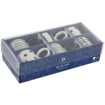 Piece Coffee Cup Set Home ESPRIT White Black Porcelain 90 ml