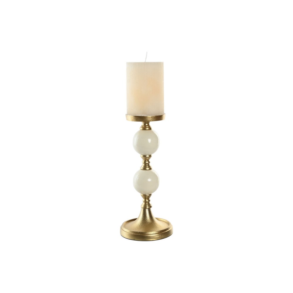 Candle Holder Home ESPRIT White Golden Aluminium Modern 15 x 15 x 33 cm