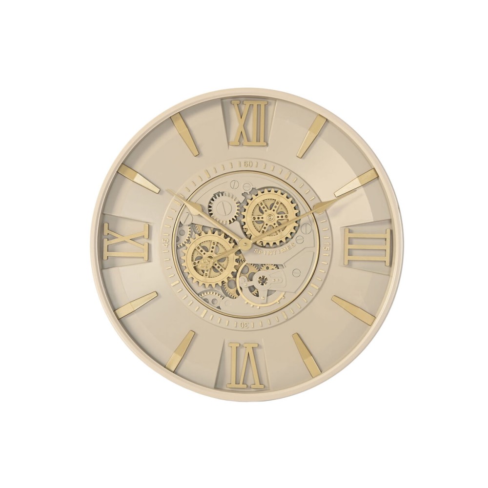 Horloge Murale Home ESPRIT Beige Doré Verre Fer 60 x 8 x 60 cm