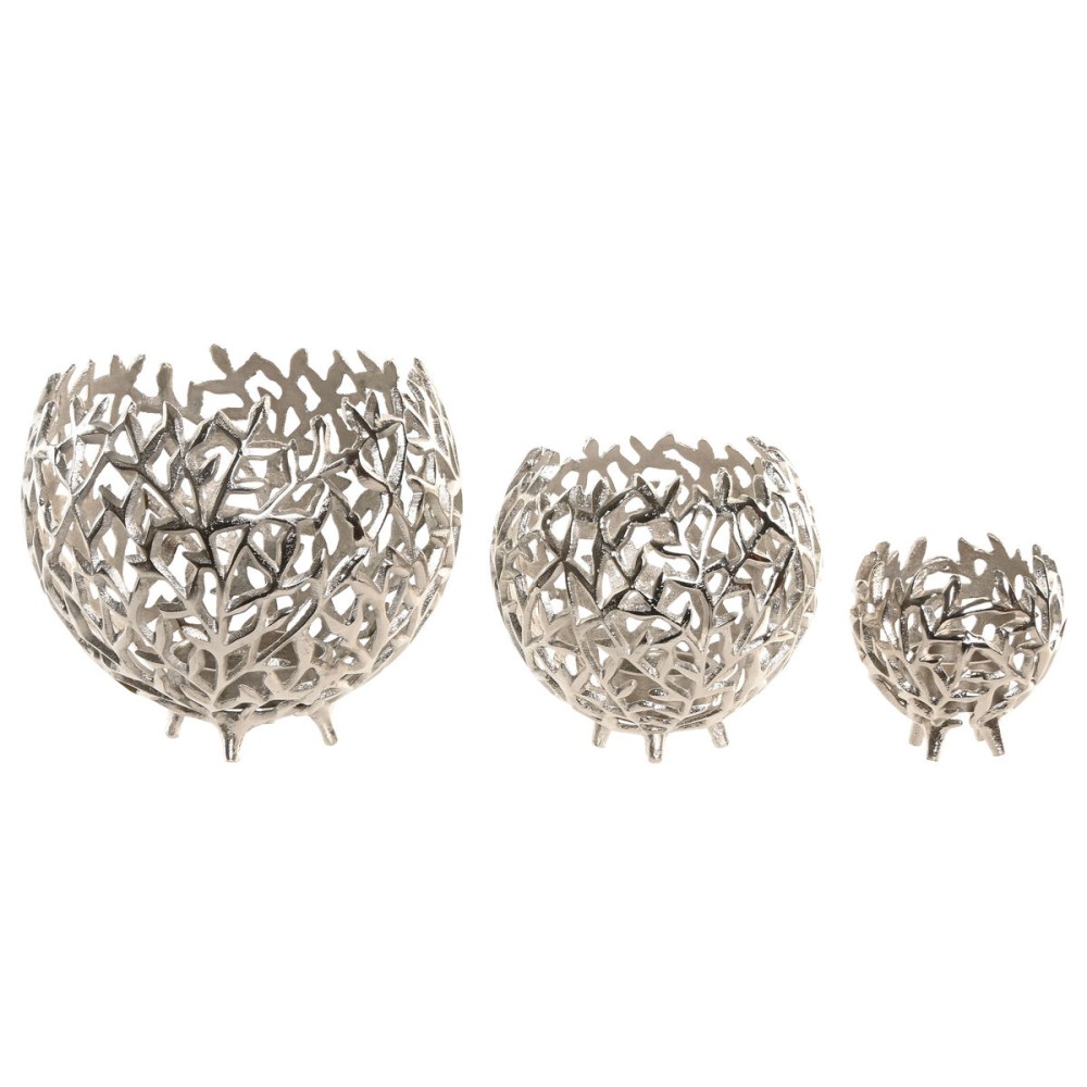 Kerzenschale Home ESPRIT Silberfarben Aluminium 20 x 20 x 18 cm