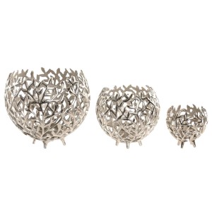 Kerzenschale Home ESPRIT Silberfarben Aluminium 20 x 20 x 18 cm