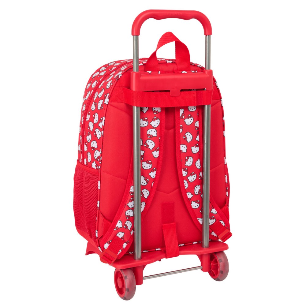 Schulrucksack mit Rädern Hello Kitty Iconic Weiß Rot 33 x 42 x 14 cm