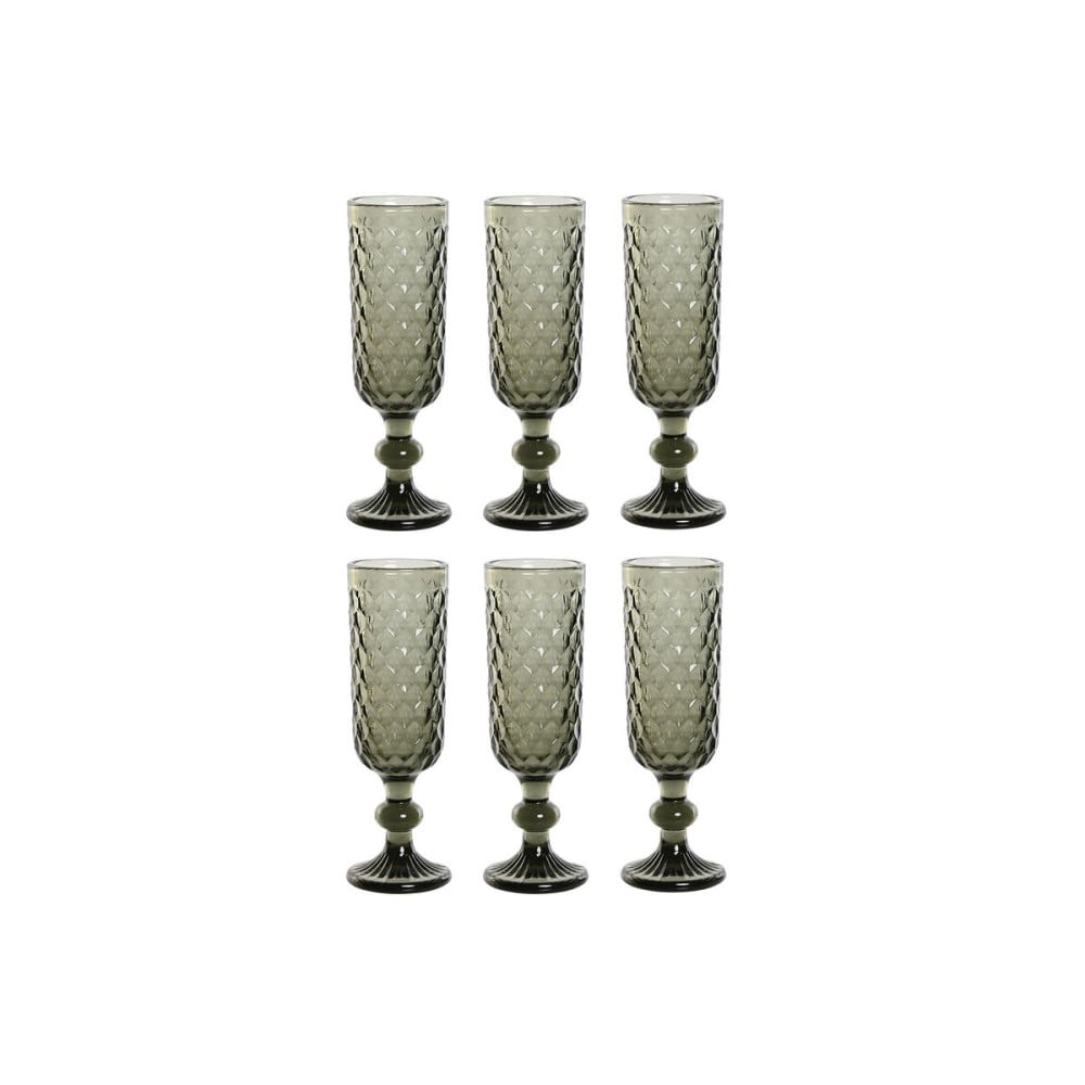 Set de Verres Home ESPRIT Gris Verre 150 ml (6 Unités)