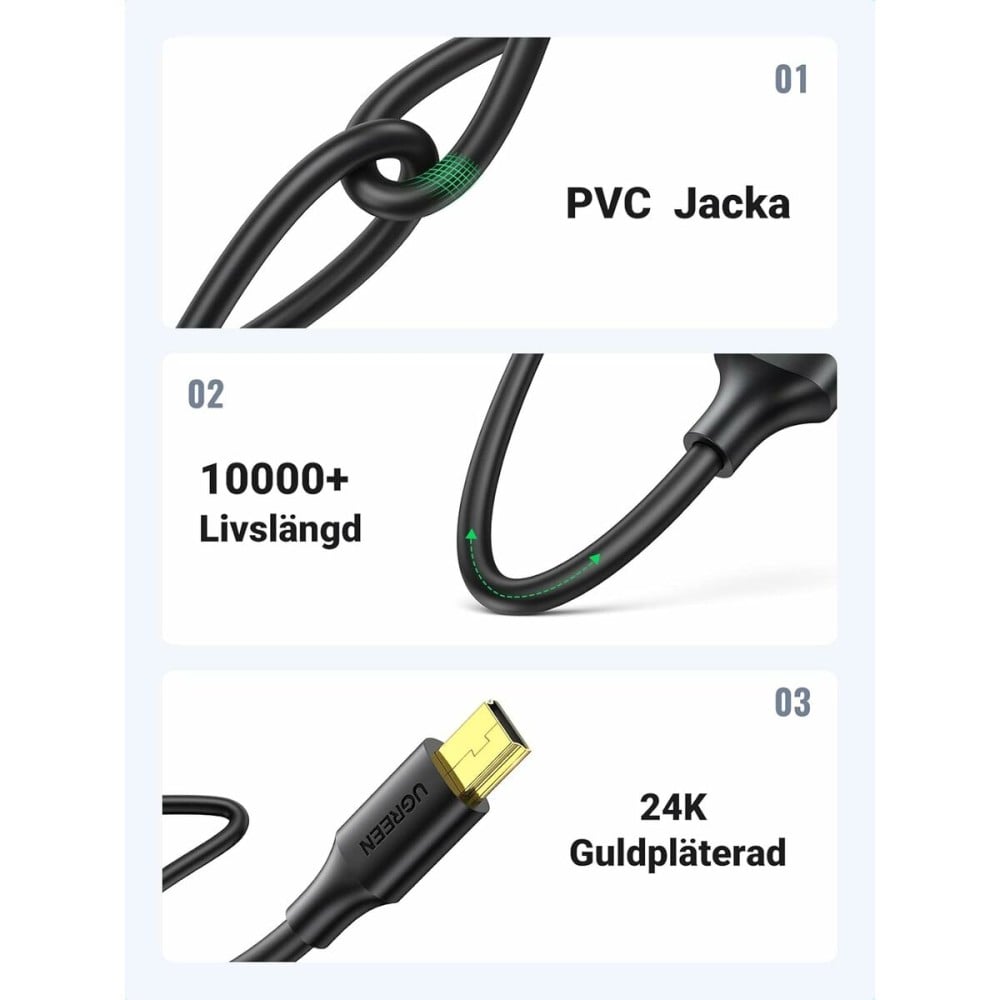 USB 2.0 A to Mini USB B Cable Ugreen 30472 Black