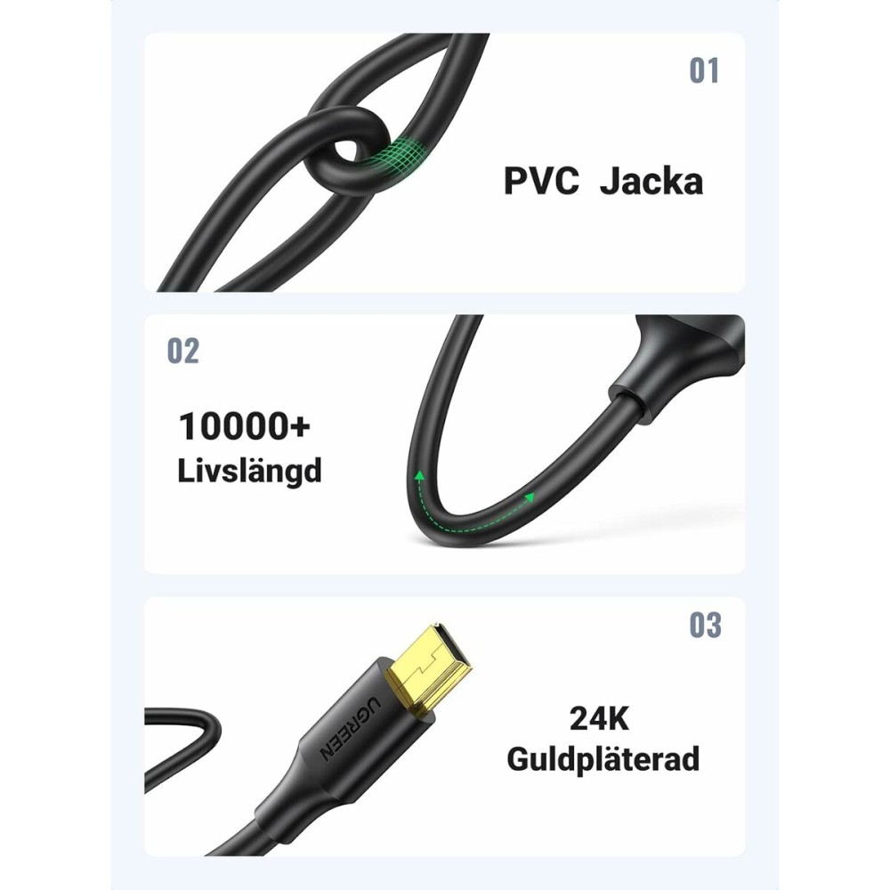 USB 2.0 A zu Mini USB-B-Kabel Ugreen 30472 Schwarz