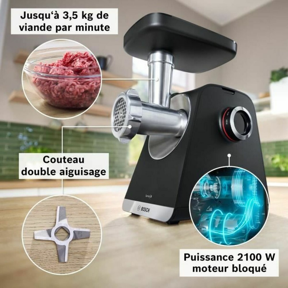 Zerkleinerer BOSCH Serie 6 MFWS660B Schwarz Metall Edelstahl Kunststoff 500 W