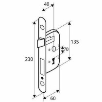 Mortise lock Yale 6,2 x 2 x 23 cm Steel