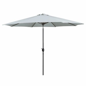 Marbueno Sonnenschirm Stahl 8 Streben D300 cm Polyester Weiß Garten, Pool, Terrasse