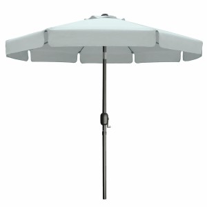 Marbueno Sonnenschirm Stahl 8 Streben D300 cm Polyester Weiß Garten, Pool 10491