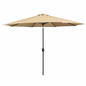 Marbueno Sonnenschirm Stahl 8 Streben D270 cm Polyester Braun Garten 10482