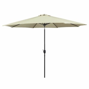 Marbueno Sonnenschirm Stahl 8 Streben D270 cm Polyester Beige Garten 10483