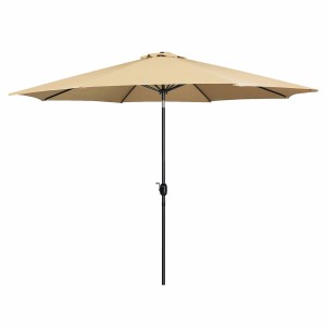 Marbueno Sonnenschirm Stahl 8 Streben D300 cm Polyester Braun Garten, Pool, Terrasse