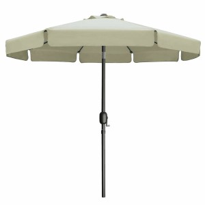 Marbueno Sonnenschirm Stahl 8 Streben D300 cm Polyester Beige Garten Terrasse 10490