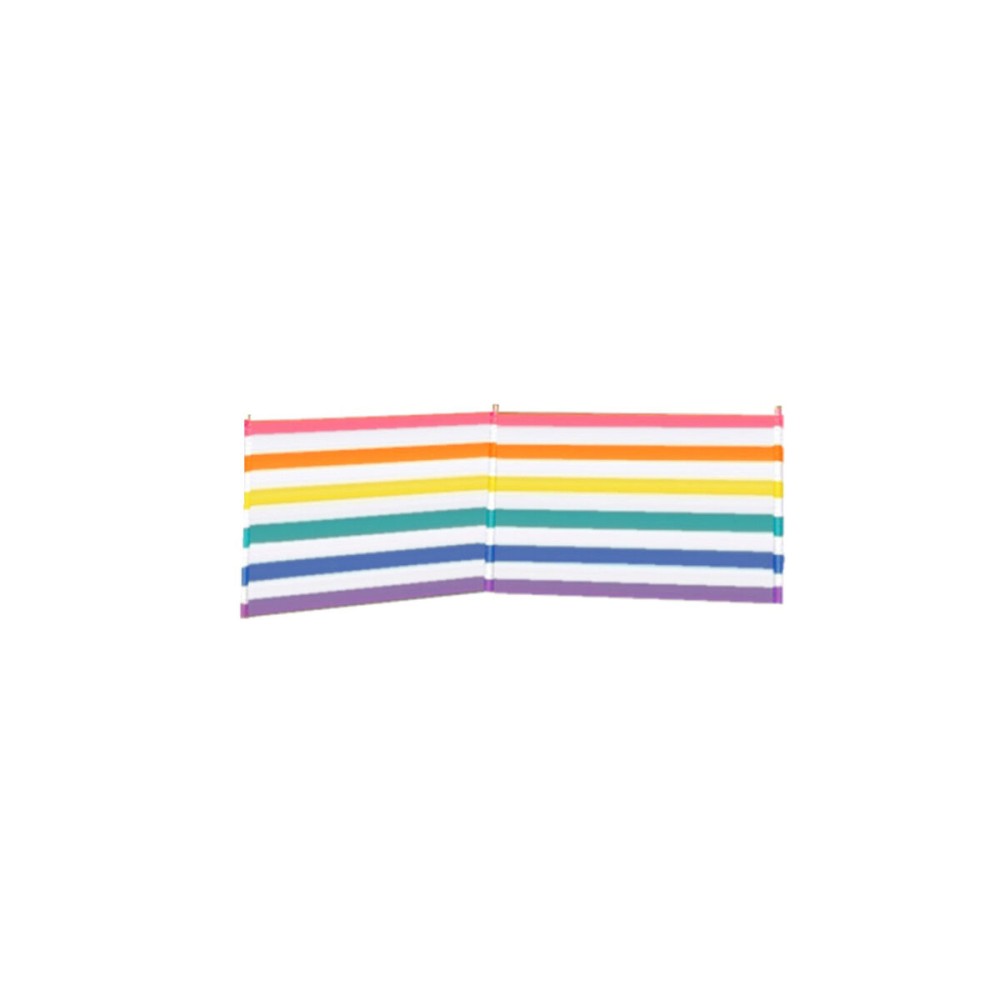 Paravent 3 Poteaux Acier Polyester Rayures Couleurs 240X80 cm Plage, Piscine, Jardin