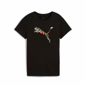 Damen Kurzarm-T-Shirt Puma Graphics Floral Cat Schwarz