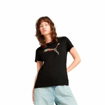 Damen Kurzarm-T-Shirt Puma Graphics Floral Cat Schwarz