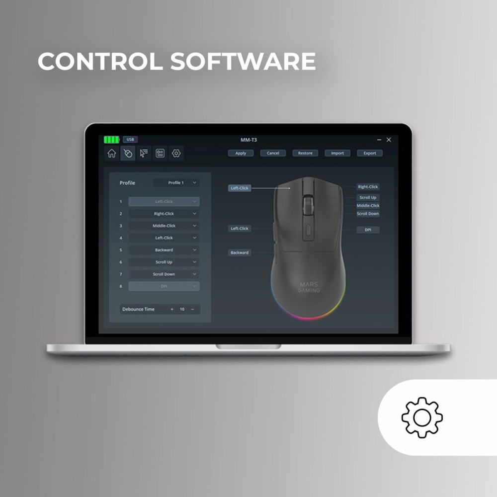 Gaming Maus Mars Gaming MMT3W Weiß