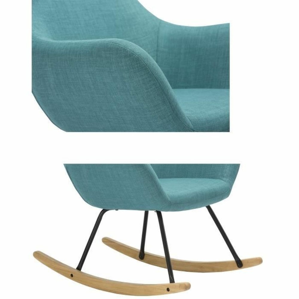 Fauteuil à Bascule Norton Bleu Bois Métal Tissu 69 x 76,3 x 89 cm
