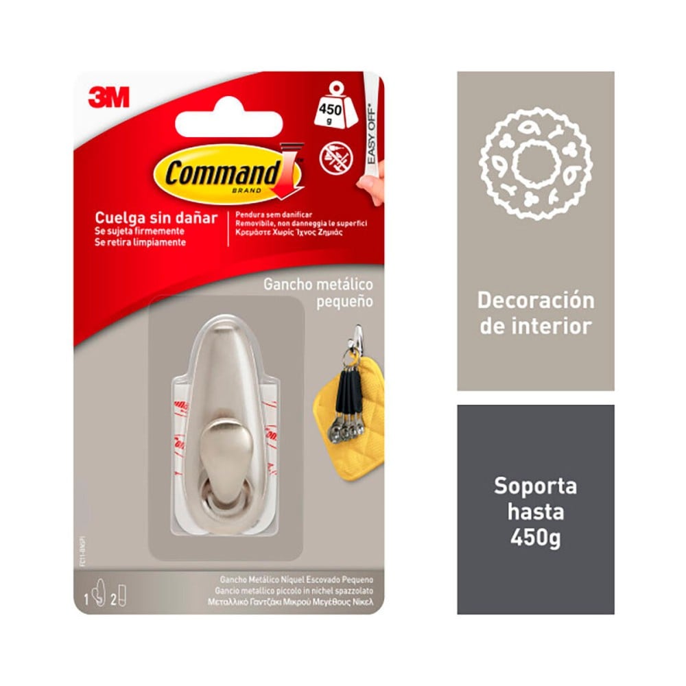 Hook for hanging up 3M 450 g Silver Metal (1 Unit)