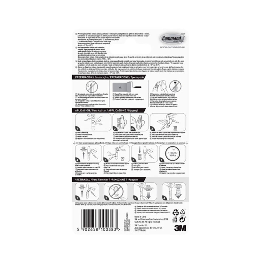 Hook for hanging up 3M 1,3 kg Silver Metal (1 Unit)