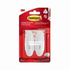 Haken zum Aufhängen 3M 1,3 kg 29 X 79 X 29 MM Weiß Metall (2 Stück)