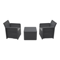 Table Set with 2 Armchairs Shaf Anthracite 57 X 57 X 42 CM (3 Pieces)