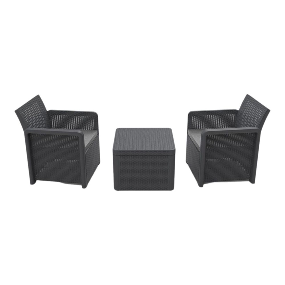 Table Set with 2 Armchairs Shaf Anthracite 57 X 57 X 42 CM (3 Pieces)