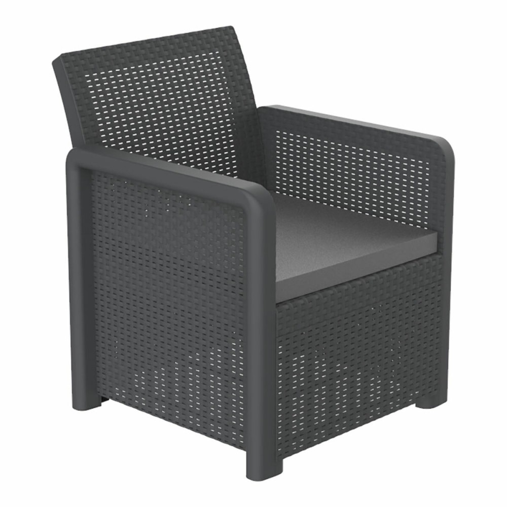 Table Set with 2 Armchairs Shaf Anthracite 57 X 57 X 42 CM (3 Pieces)