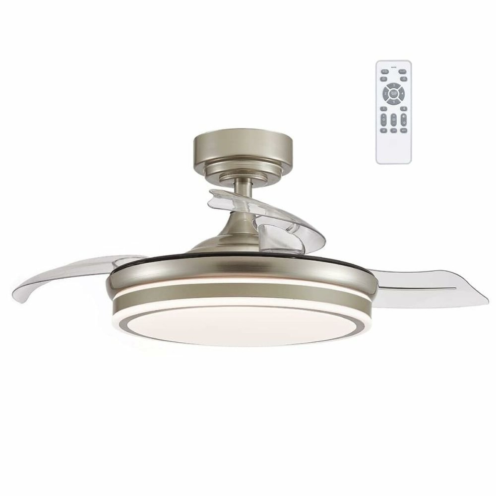 Ceiling Fan CristalRecord Transparent Metal Ø 92 cm