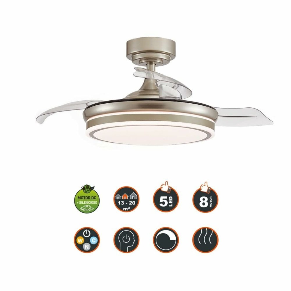 Ceiling Fan CristalRecord Transparent Metal Ø 92 cm