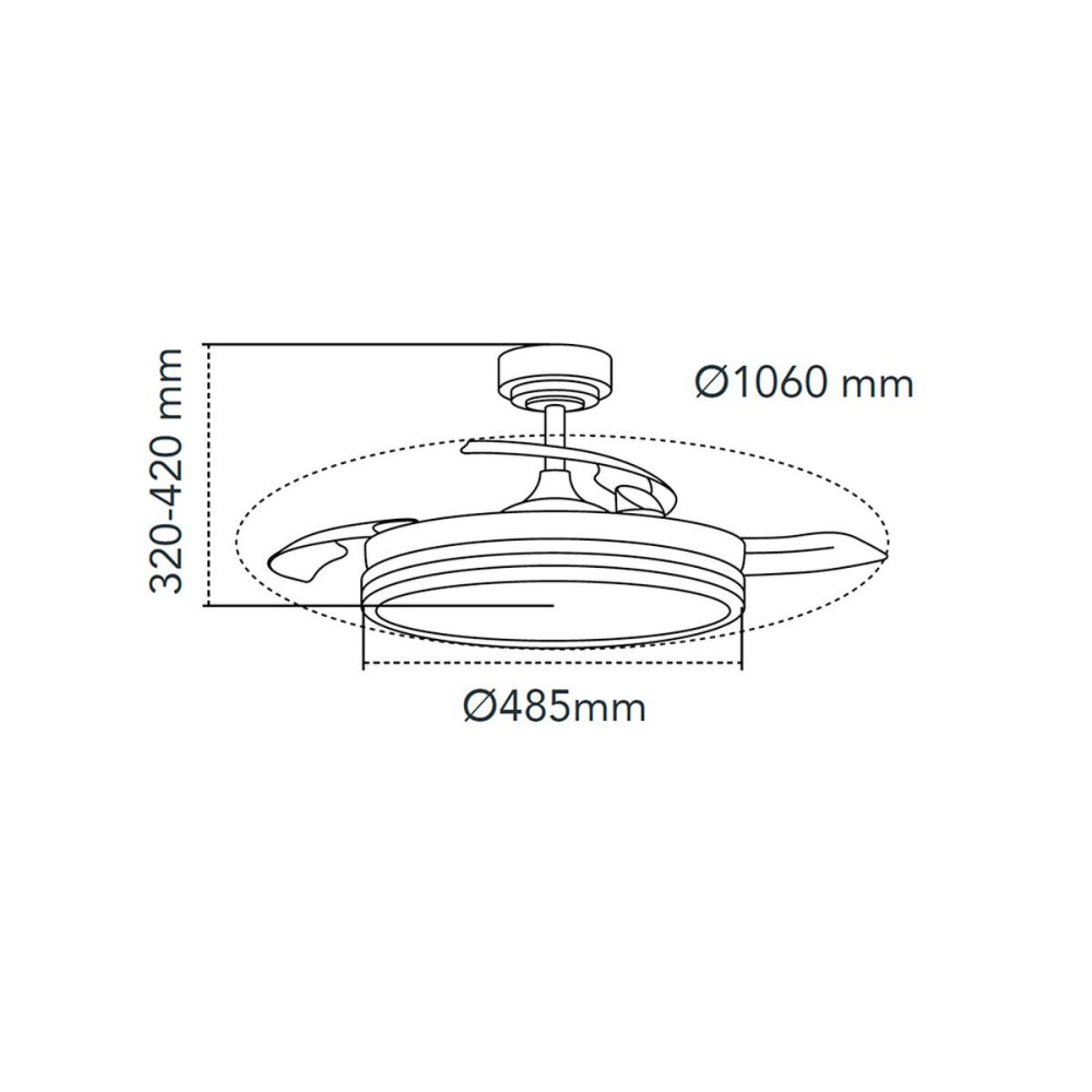 Ceiling Fan CristalRecord SUPERECO RETRAC 45W MD Transparent