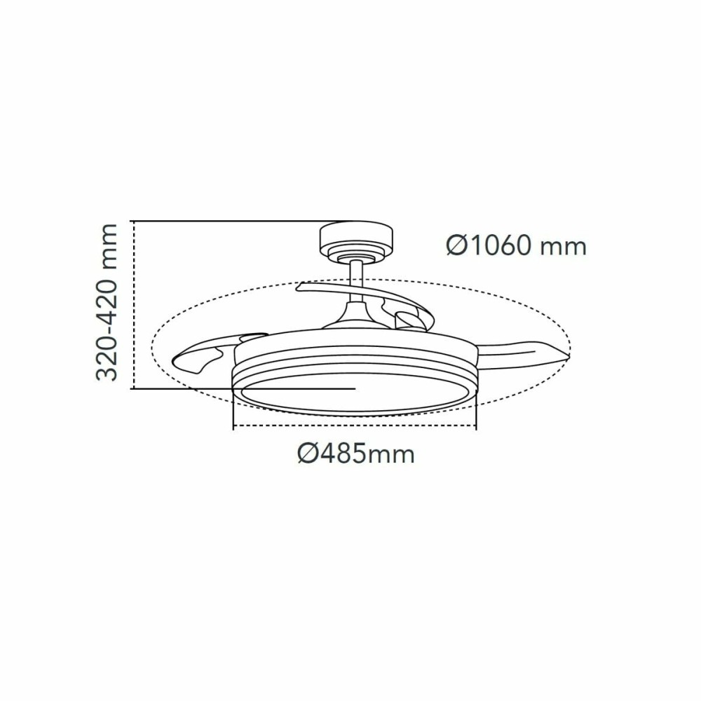 Ceiling Fan CristalRecord SUPERECO RETRAC 45W MD Transparent