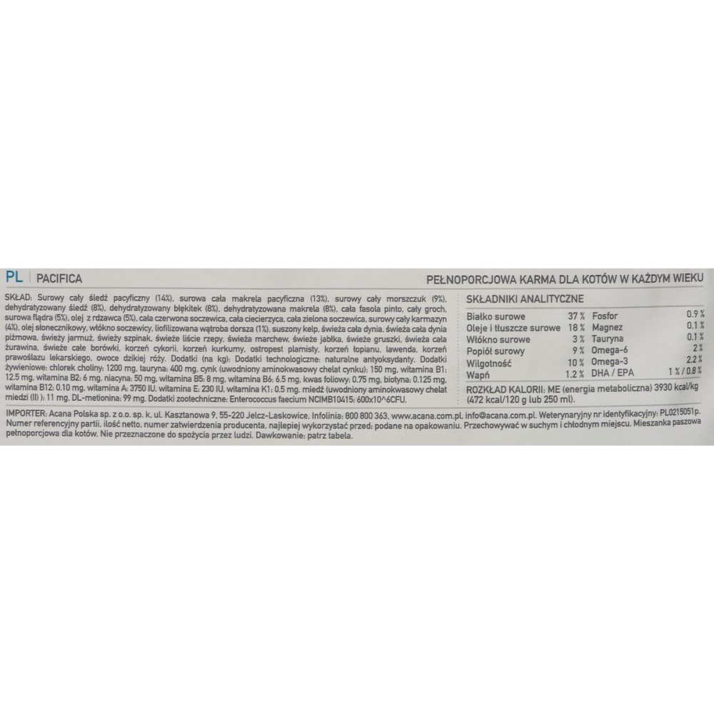 Cat food Acana Pacific Fish 4,5 Kg