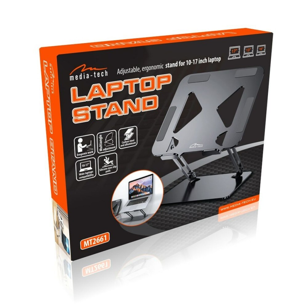 Zusammenklappbarer und verstellbarer Laptop-Ständer Media Tech MT2661 Silikon Aluminium Kohlenstoffstahl