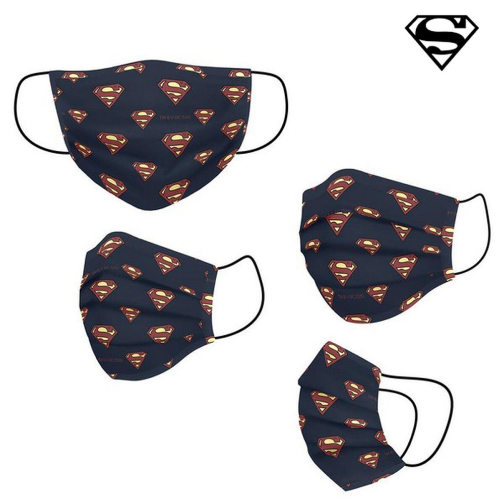 Masque en tissu hygiénique réutilisable Superman Enfant Bleu