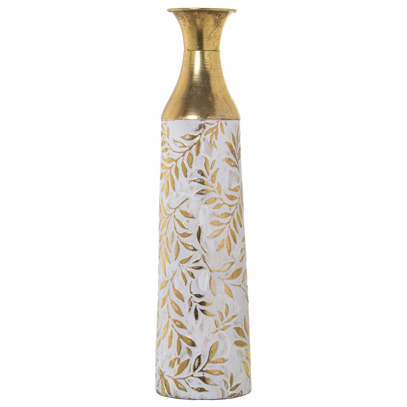 Floor vase Alexandra House Living White Golden Metal 14 x 14 x 58 cm