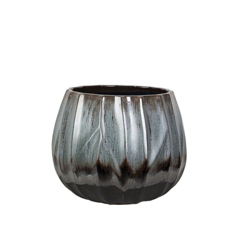 Planter Romimex Blue Black Ceramic 24 x 24 x 24 cm